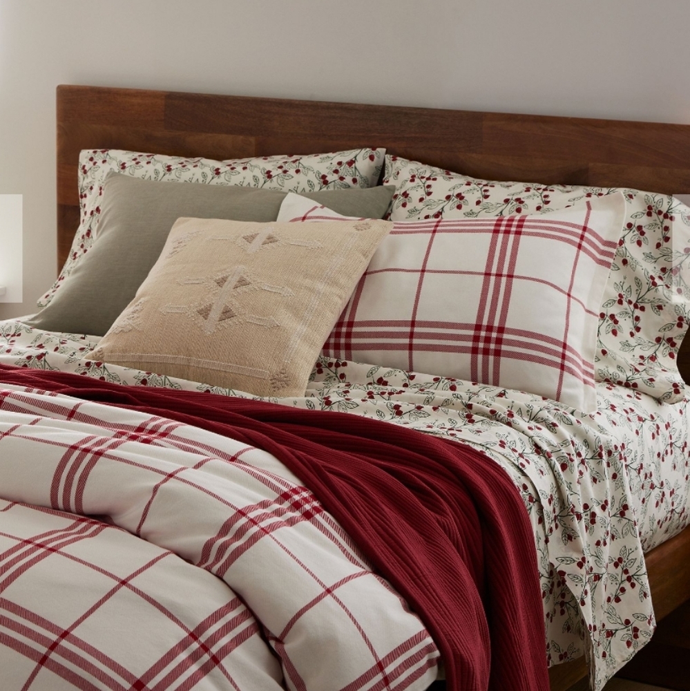 West Elm Farmhouse Plaid King Duvet Cover & Euro Shams
